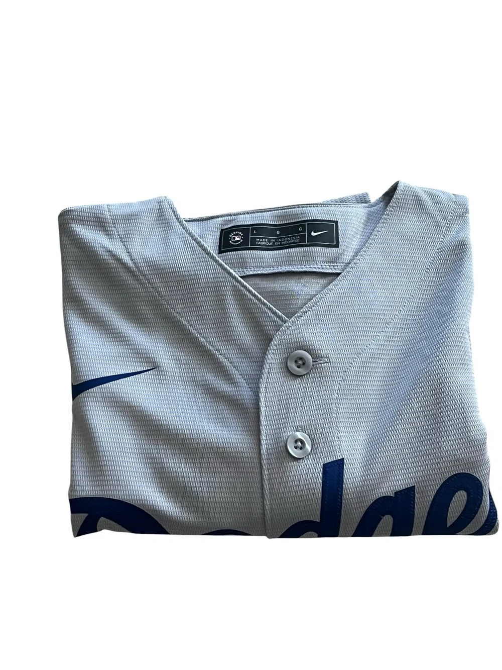 Nike Gray and Blue Dodgers Button-Up Jersey